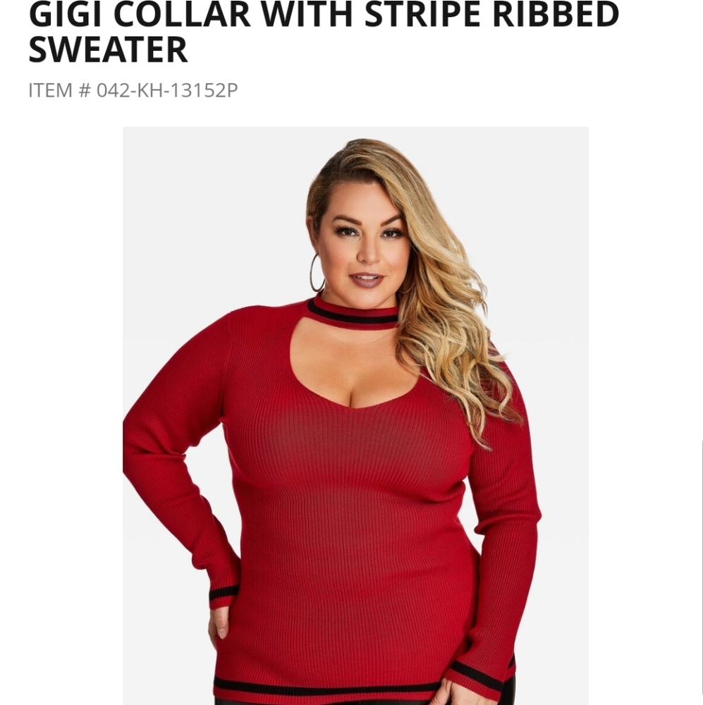 Ashley Stewart GiGi Collar Ribbed Sweater